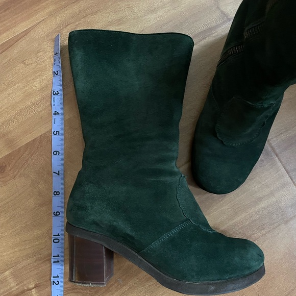 Amazing Vintage 'Hogl' Austrian Hunter Green Suede Mid Calf Booties - Picture 11 of 14